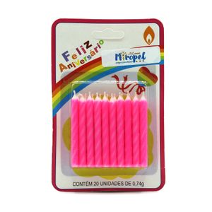 Velas de Aniversário Rosa Miropel 20 Unidades