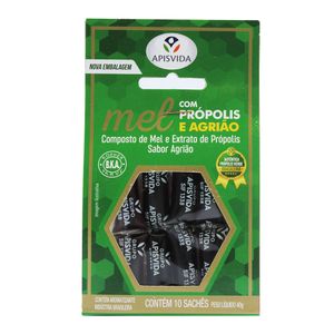 Sachê Composto de Mel e Extrato de Própolis Sabor Agrião Apisvida 40g