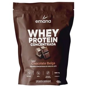 Whey Protein Concentrada Sabor Chocolate Belga Emana 450g