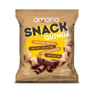 Snack Quinua Mini Folhado Recheado Sabor Chocolate Amana 40g