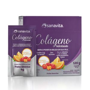 Colágeno Hidrolisado Sabor Frutas Amarelas Sanavita 120g
