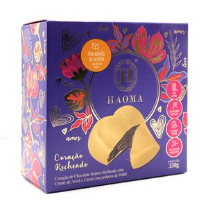 Coração de Chocolate Branco Recheado com Creme de Avelã Haoma 330g