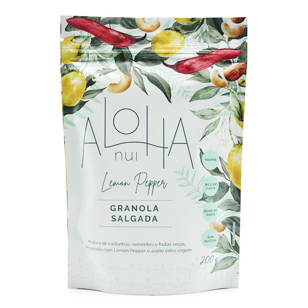 Granola Salgada Sabor Lemon Pepper Aloha Nui 200g - Casa Santa Luzia