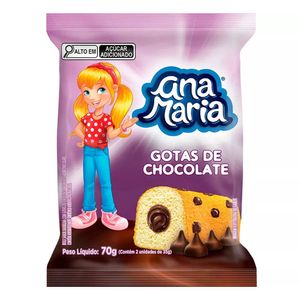 Bolinho Baunilha com Gostas de Chocolate Ana Maria 70g