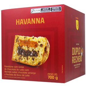 Panettone com Gotas de Chocolate e Duplo Recheio Chocolate e Doce de Leite Havanna 700g