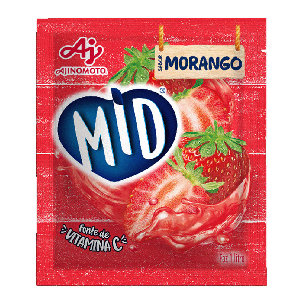 Refresco em Pó Sabor Morango Mid 20g