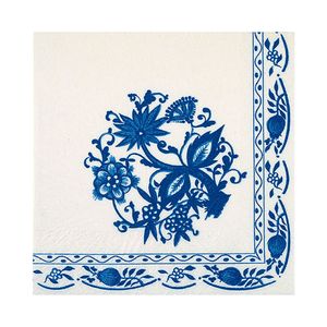 Guardanapo de Papel Branco com Flores Azuis Ti-flair 24x24cm