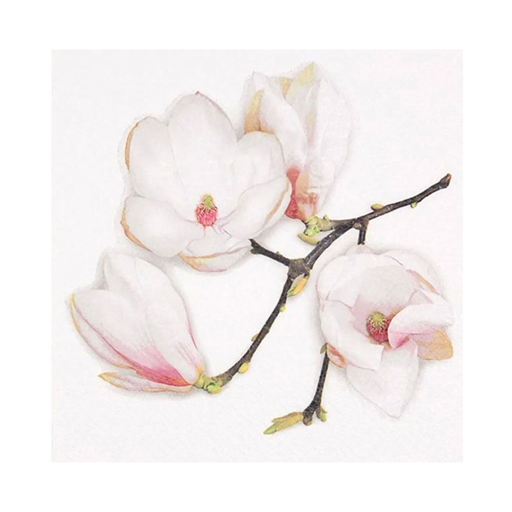 Encontraproduto.com.br - Guardanapo Ramo de Flor Branco Ti-flair 24x24cm