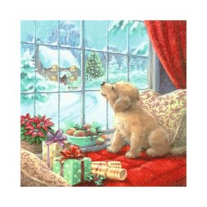 Guardanapo Decorado Natal Cachorrinho 33cm