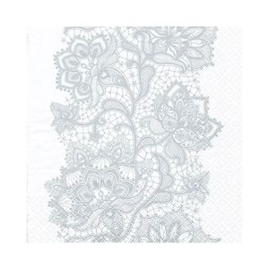 Guardanapo de Papel Design Faixa Renda Prateada Ti-flair 33x33cm