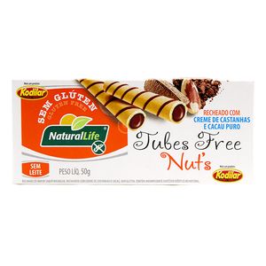 Biscoito Tubes de Creme de Castanha e Cacau Sem Glúten Natural Life 50g