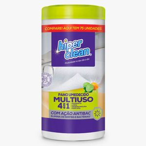 Lenços Umedecidos Limpa Vidro Citrus 4 em 1 Hiperclean 75 Unidades