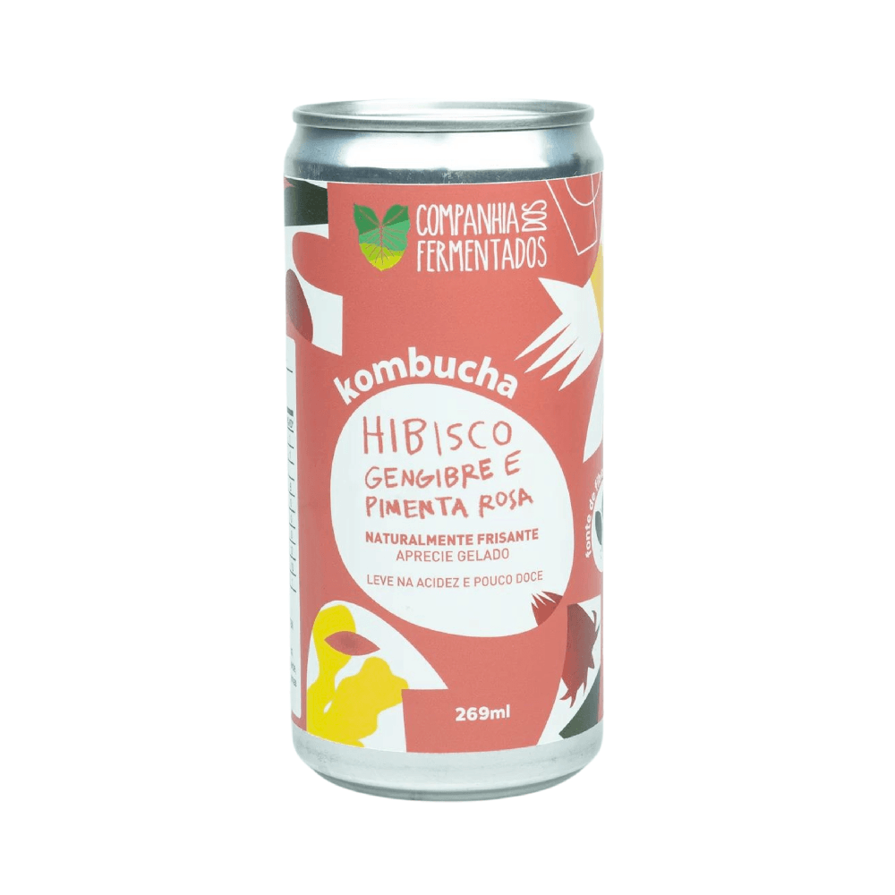 Bebida Kombucha de Hibisco, Gengibre e Pimenta Rosa Companhia dos