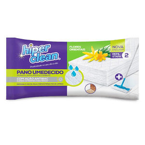 Pano Umedecido Desinfeta, Limpa e Perfuma Flores Orientais Hiperclean 12 Unidades