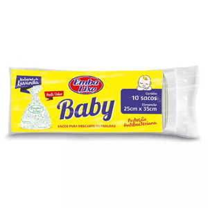 Saco de Lixo Para Descarte de Fraldas Baby Embalixo 10 Unidades