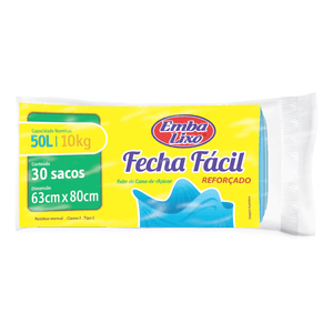 Saco de Lixo Fecha Fácil Cor Azul Embalixo 30 Unidades