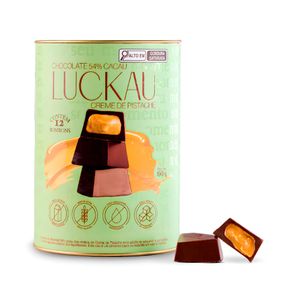 Bombom de Chocolate 54% Cacau com Creme de Pistache Luckau 198g