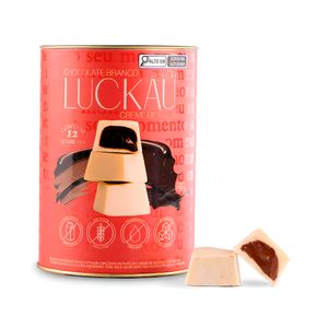 Bombom de Chocolate Branco Com Creme de Avelã Luckau 198g