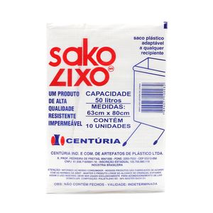 Sacos de Lixo Branco Sako Lixo Centúria 50L  10 Unidades