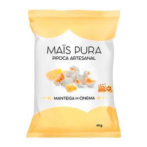 Pipoca Artesanal com Manteiga de Cinema Sem Glúten Mais Pura 40g