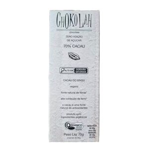 Chocolate Orgânico Zero Açúcar Com Leite de Coco Chokolah 70g