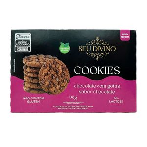 Cookies com Gotas de Chocolate Vegano, Sem Glúten e Sem Lactose Seu Divino 90g