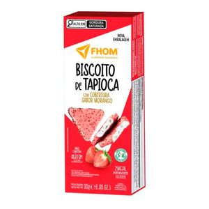 Biscoito de Tapioca com Cobertura Sabor Morango Fhom 30g