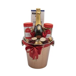 Presente de Natal Balde Com Champagne e Mix de Nozes - 8 Itens