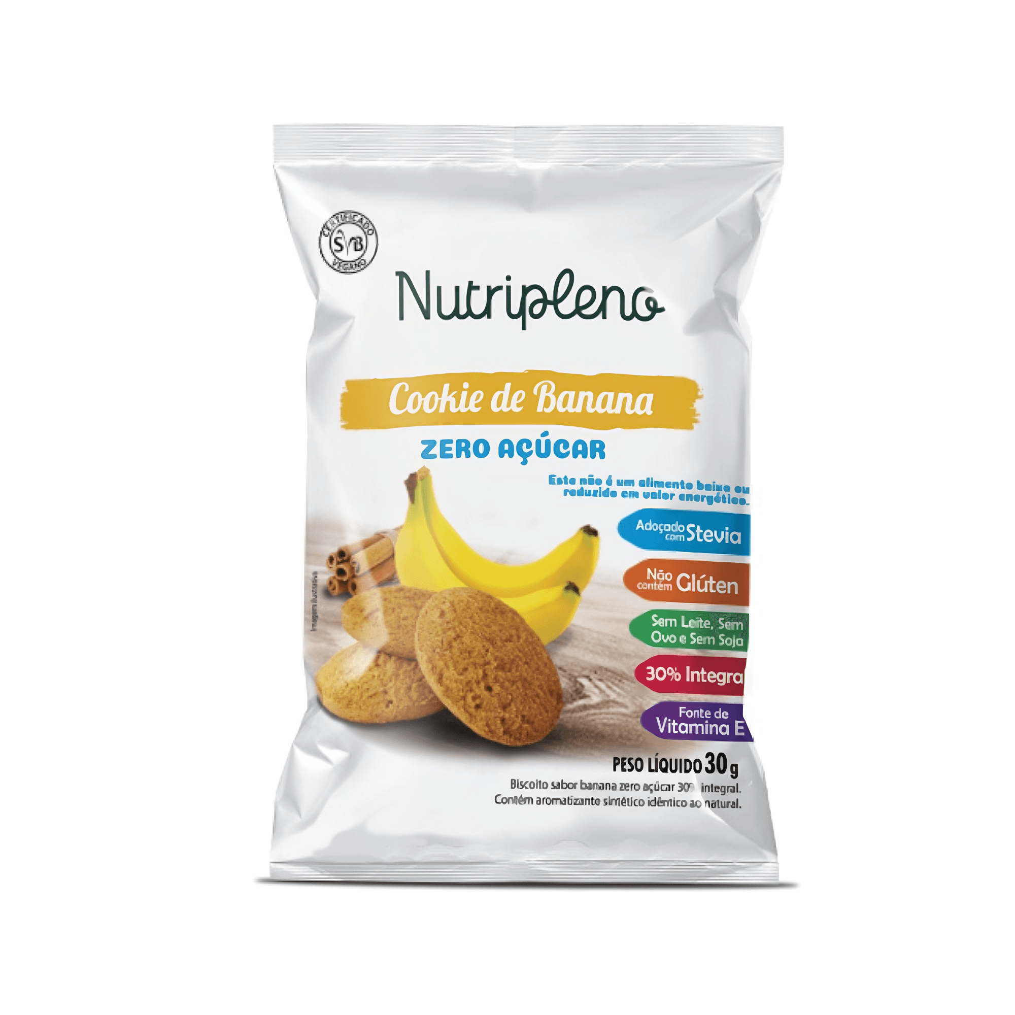 Cookie Nutripleno Banana e Canela Sem Açúcar - 30g - Casa Santa Luzia