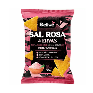 Snack Tortilla Belive Sabor Sal Rosa e Ervas - 50g