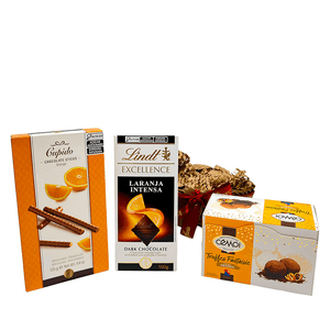 Cesta Presente Chocolate Seleção Laranja - 3 itens