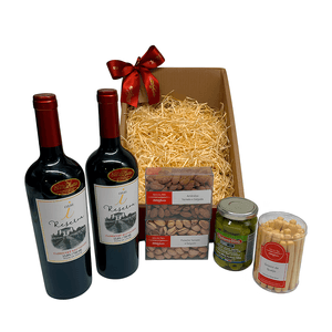 Cesta Presente Vinho e Snacks - 5 itens