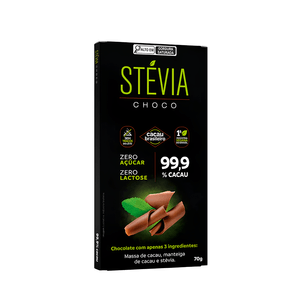 Chocolate Vegano 99,9% Cacau Stévia - 70g